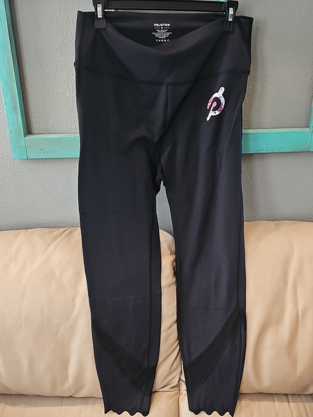 Peloton Black Girls' Active Leggings with Pink Accent Logo